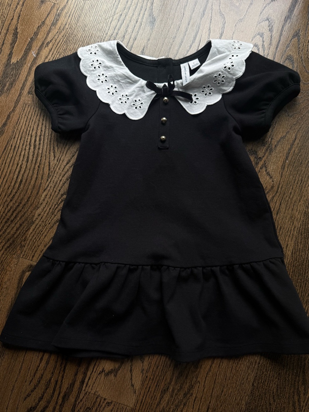 Janie and Jack Black Dress with White Eyelet Collar